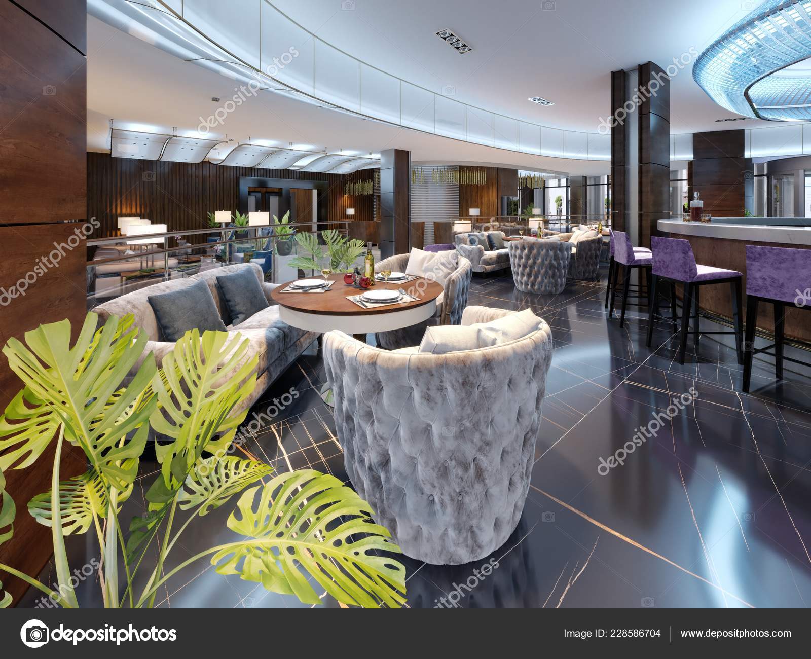 Modern Bar Restaurant Luxurious Modern Style Elegant Furniture