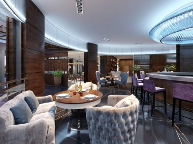 Bar Restoran çağdaş tarzda sayacı ile. 3D render