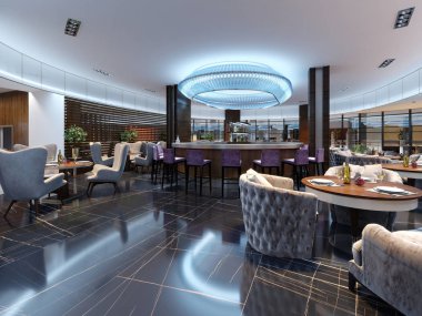 Bar Restoran çağdaş tarzda sayacı ile. 3D render