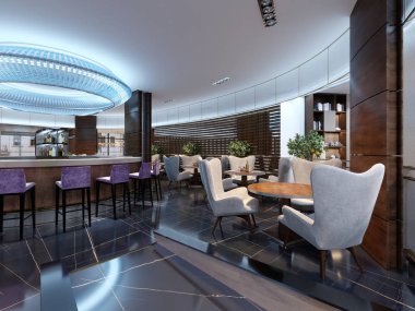 Bar Restoran çağdaş tarzda sayacı ile. 3D render