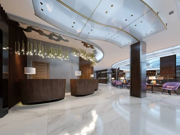 Ρεσεψιόν Λόμπι Είσοδο Και Lounge Rendering — Φωτογραφία Αρχείου