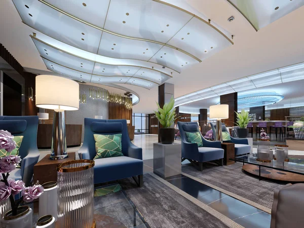 Luxuosa Área Design Interiores Lounge Hotel Luxo Cinco Estrelas Design — Fotografia de Stock