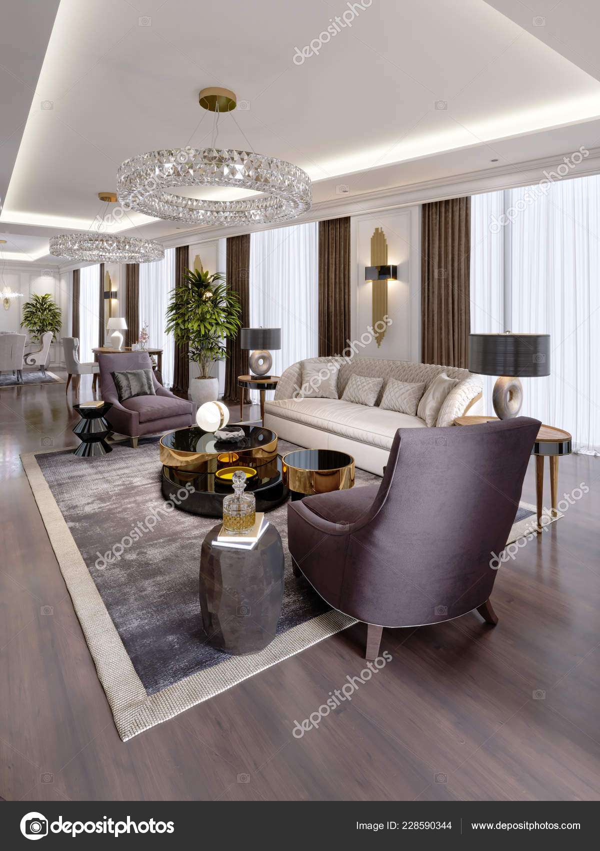 Luxury Apartments Hotel Living Room Dining Room Sofa Bed Stand Stock Photo C Kuprin33 228590344