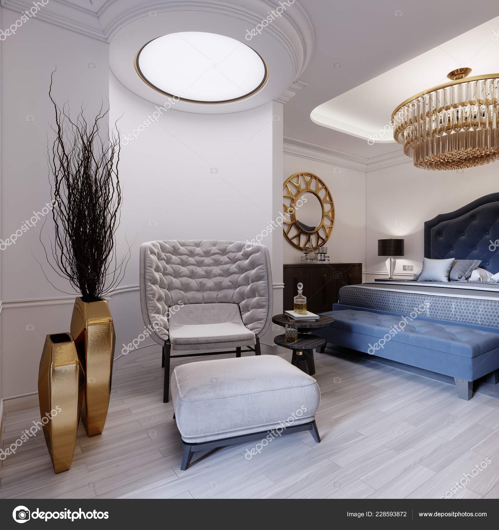 Luxurious Presidential Hotel Room Bedroom Open Bathroom Area