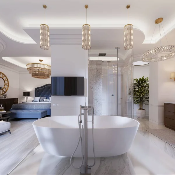 Design Wohnung Mit Schlafzimmern Und Badezimmern Modernen Stil Darstellung — Stockfoto