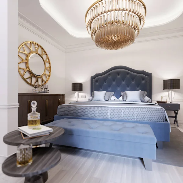 Une Chambre Luxueuse Dans Style Classique Avec Des Éléments Drap — Photo