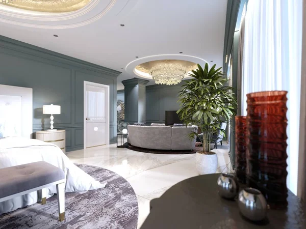 Kamer Een Luxe Nieuw Hotel Met Open Ruimte Een Slaapkamer — Stockfoto