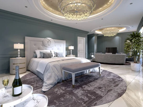 Luxus Präsidentensuite Mit Einem Schlafzimmer Und Einem Großen Bett Und — Stockfoto