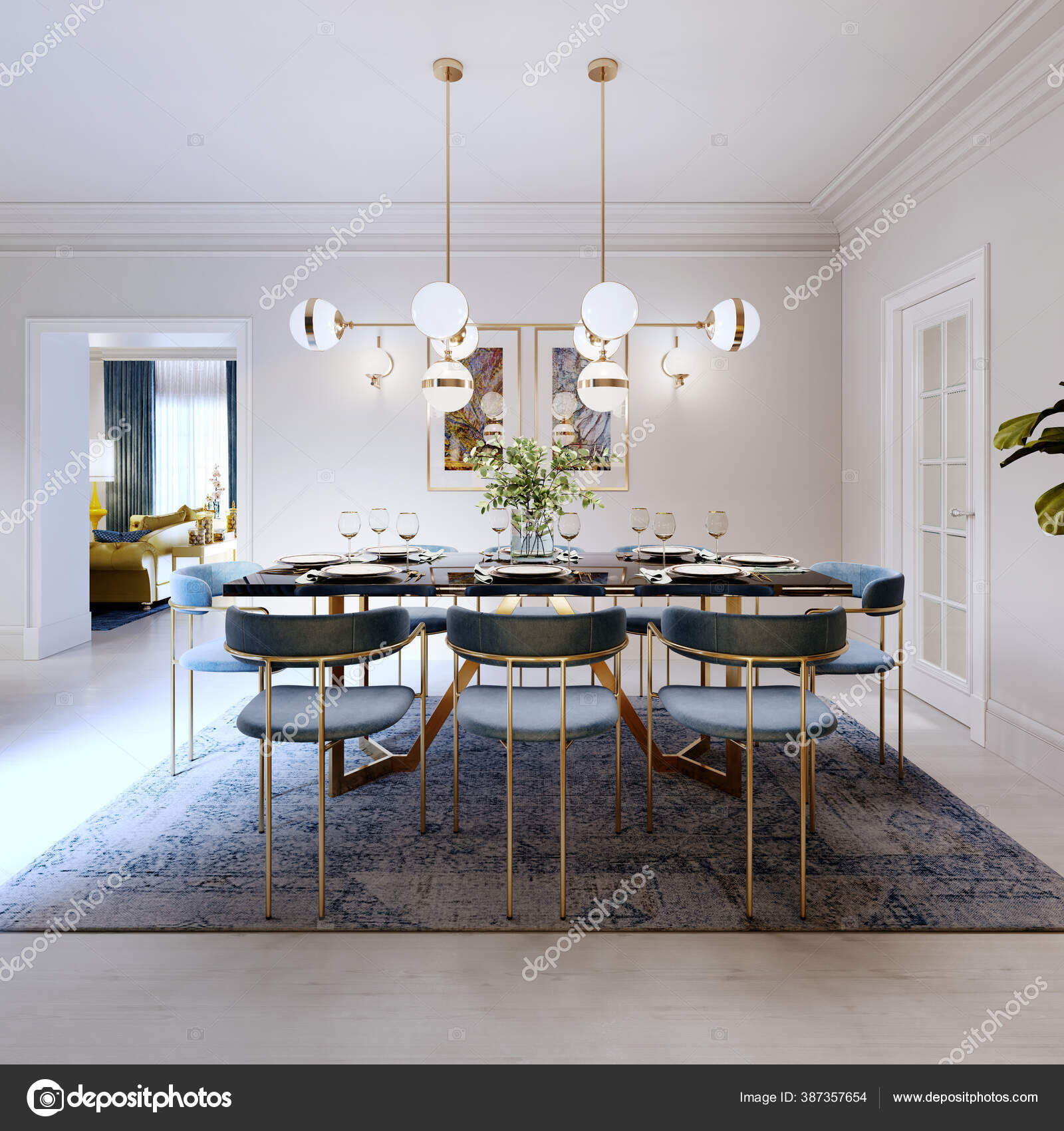 Yellow And Blue Dining Room