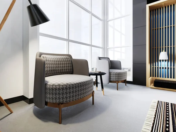 Dos Sillas Loft Diseño Suave Dormitorio Renderizado —  Fotos de Stock