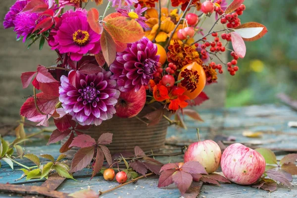 Herbst Blumen Nahaufnahme Hintergrund Herbst Blumen Strauß Floristen Komposition Mit — Stockfoto