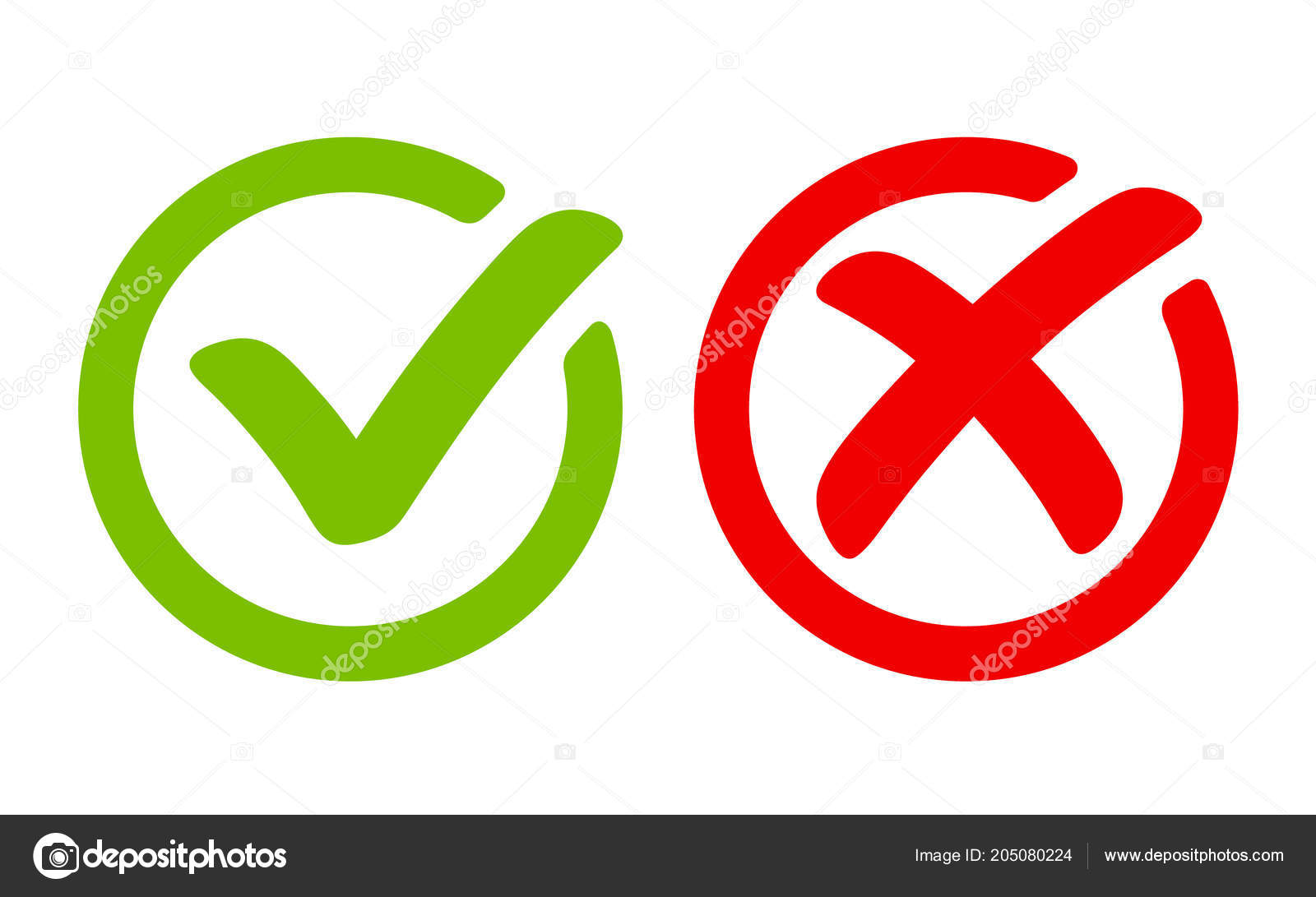 Check mark and cross icons Royalty Free Vector Image