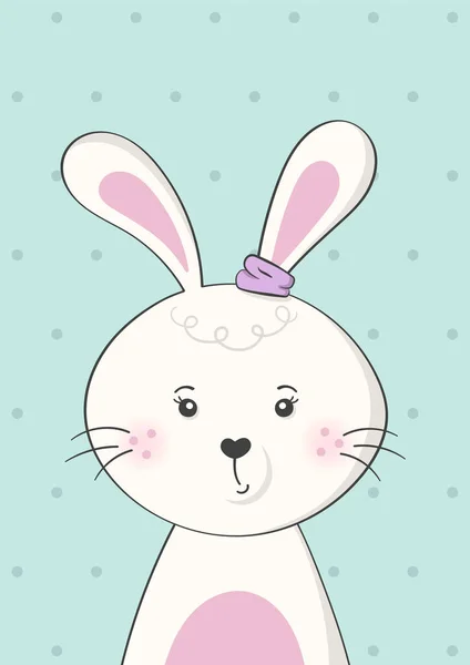 Cute rabbit or bunny. Poster for baby room. Childish print for nursery. Design can be used for kids apparel, greeting card, invitation, baby shower. Vector illustration. — Stock Vector