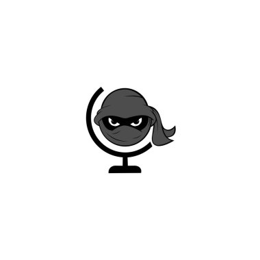 Basit bir siyah ninja baş logosu çizimine sahip dünya