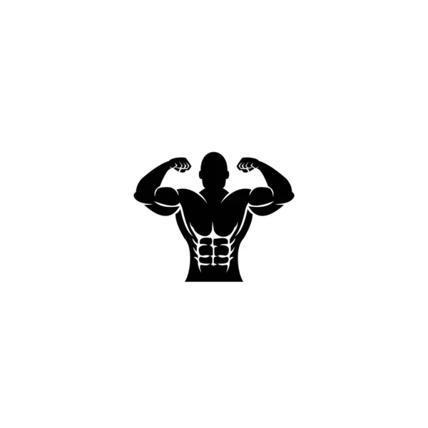 Логотип Fitness Template Badge Shield Frame Muscle Body Man Silhouette — стоковый вектор