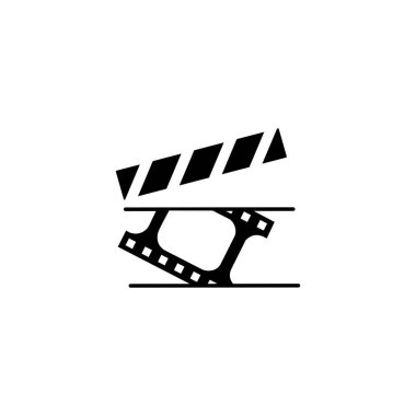 Alkış tahtası film alkışlaması vektör düz ikon, yön ve üretim konsepti. Beyaz arkaplanda baskı, web, mobil ve izole edilmiş resim çizimi