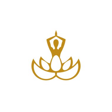 Meditasyon pozisyonunda kadın silueti olan vektör illüstrasyonu, Sağlık Spa Meditasyonu Harmony Logotype kavramı.