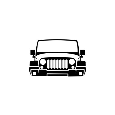 Jeep vektör simgeleri, yaz gezileri ve tatiller, macera ve çapraz kavramlar. Yazdırma, ağ, hücresel ve beyaz arkaplan içeren vektör çizimi.