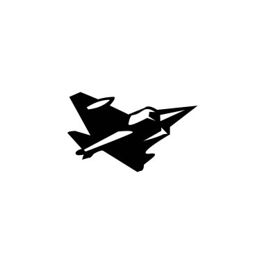 Jet savaş ikonu, herhangi bir platform ve amaç için kullanılabilen uçuş sembolü, logo şablonu beyaza izole edildi