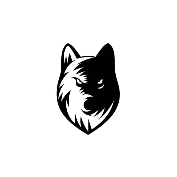 狼的头标识向量分离于白色 狼的头图标为吉祥物品牌 标签为狩猎 公司或组织 矢量说明 — 图库矢量图片