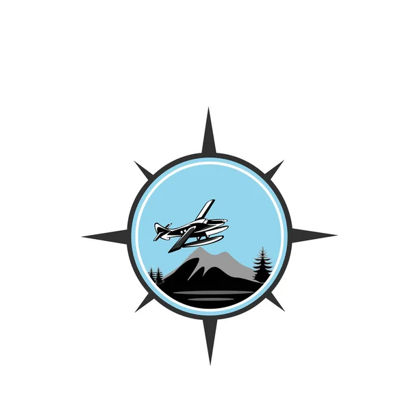 Plantilla Diseño Logotipo Brújula Campamento Aventura Aire Libre Universidad Trekking — Archivo Imágenes Vectoriales