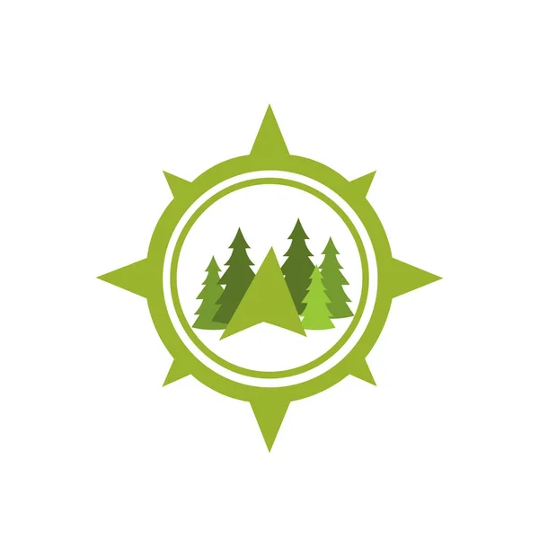 Compass Logo Design Template Adventure Camp Outdoor College Trekking Vintage — Stock Vector