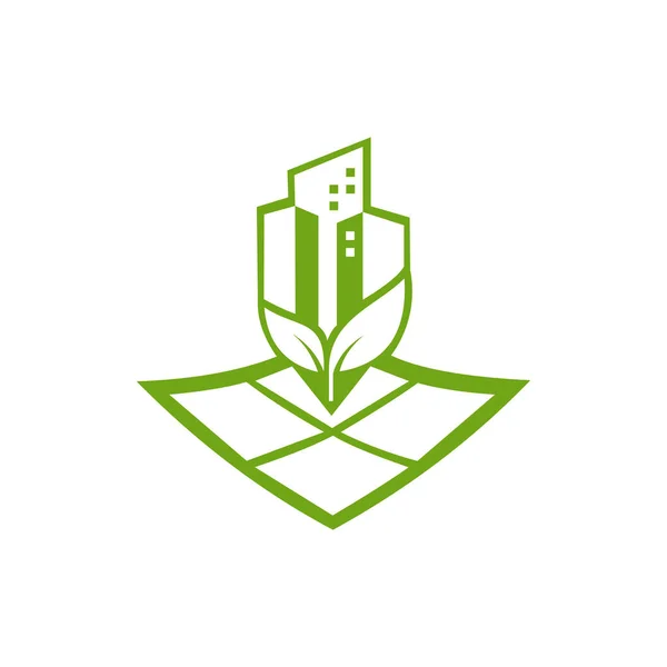 Ekologické Město Koncept Ilustrace Logo Šablony Nemovitostí Byt Byt Dům — Stockový vektor