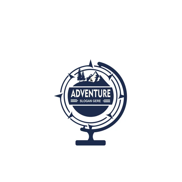 Modèle Conception Logo Boussole Camp Aventure Plein Air Collège Trekking — Image vectorielle