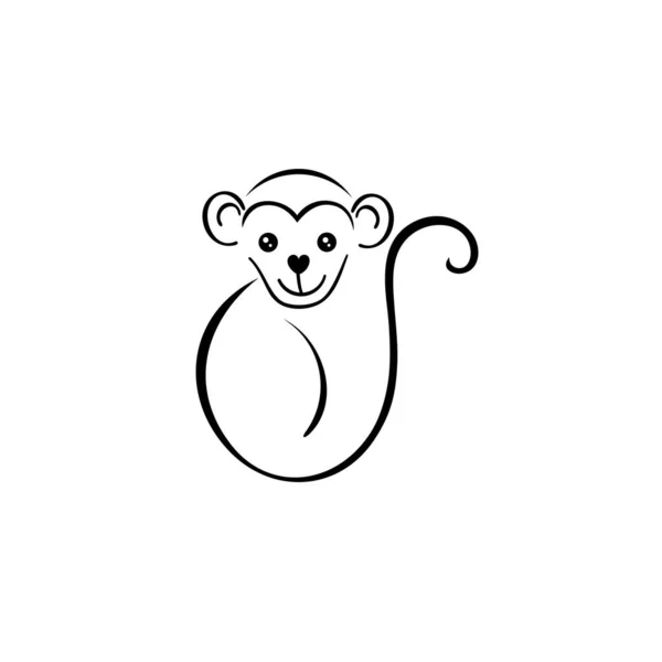 Monkey Vector Icon Emblem Design White Background — Stock Vector