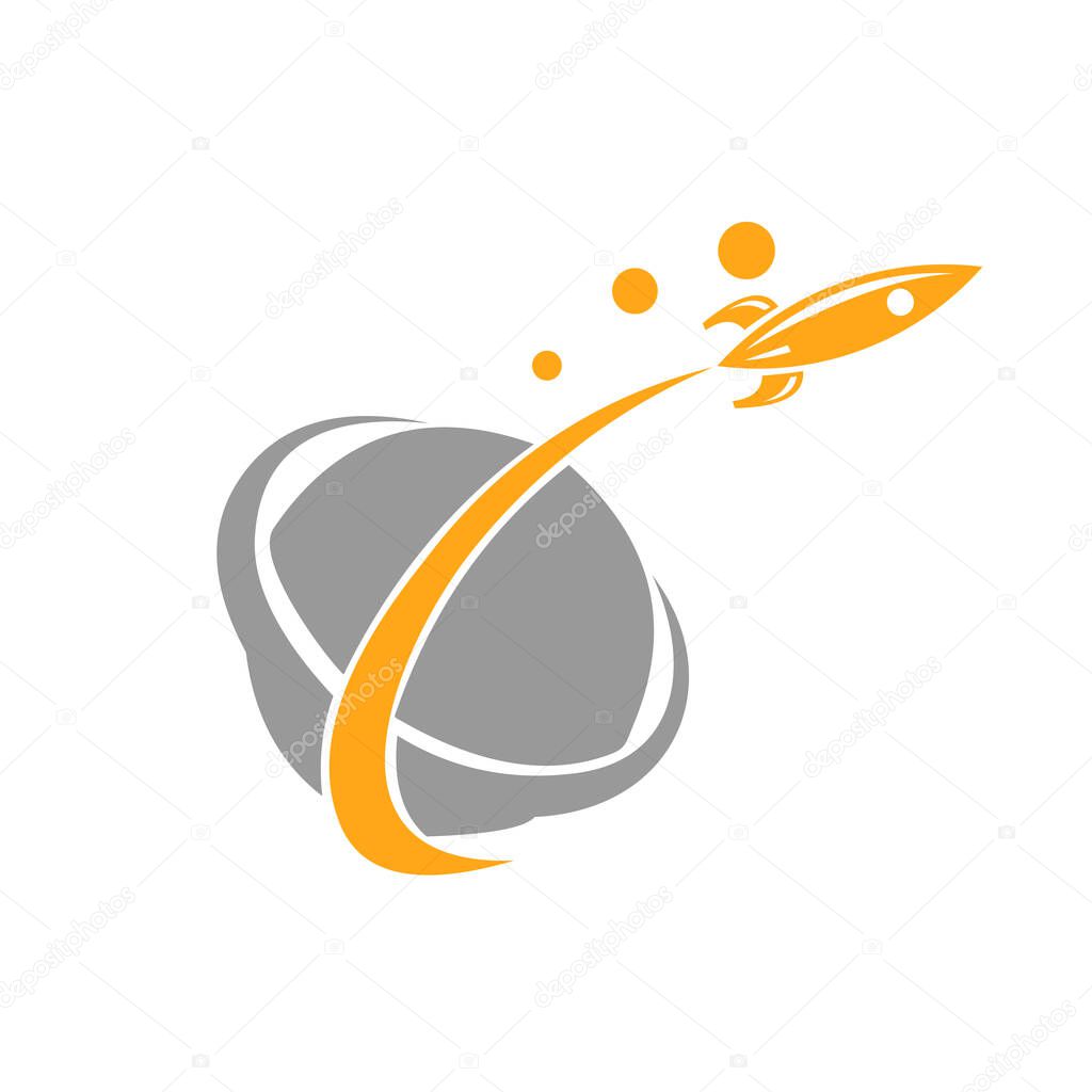 Rocket logo icon vector template, elements, icons, symbols, abstract, set, shapes, innovative and creative inspiration for business company, and marketing promotions with Flat Style