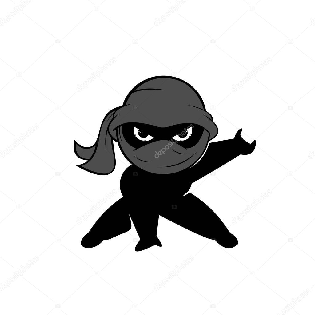 Ninja Warrior logo Design Vector Template With cute style, funny vector illustrations.