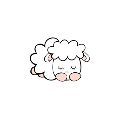 Uyuyan tembel keçi simgesi, beyaz arkaplanda amblem tasarımı