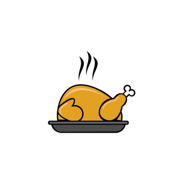 Tabakta ızgara tavuk. Logotype, Etiket, Rozet ve diğer tasarım tarzında Restoran Tasarım Elemanı.