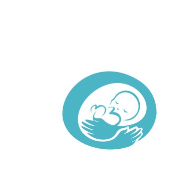 Çocuk bakımı logosu. Bebek logosu. Beyaz arkaplanda vektör illüstrasyonu.