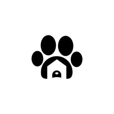 Köpek kulübesi logosu. Hayvan Dükkanı, Beyaz arkaplanda Vektör illüstrasyonuName.
