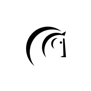 Bir atın baş logosunun vektör silueti