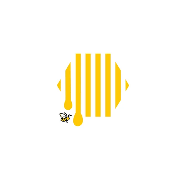 Méhkas Méhekkel Repkedő Rajzfilm Illusztráció Koncepció Ökológiai Méz Termékek Csomag — Stock Vector