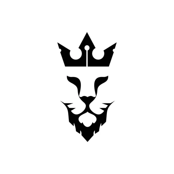 ライオンキングロゴ ライオンヘッドとクラウンベクトル ブランドアイデンティティの要素 — ストックベクタ