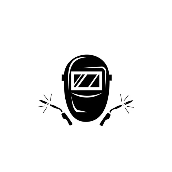 Ikona Svařovací Masky Svařovací Práce Znak Design Bílém Pozadí — Stockový vektor