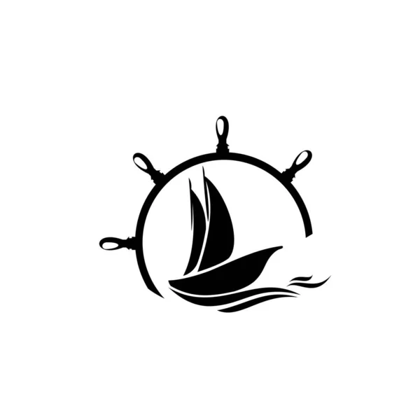 Schip Logo Ontwerp Logo Concept Van Scheepvaart Vrachtdiensten Oude Handelsschip — Stockvector