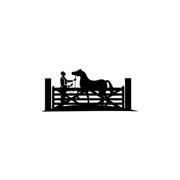 Siluetas Vaquero Caballo Logotipo Caballo Estable Granja Valle Compañía — Archivo Imágenes Vectoriales