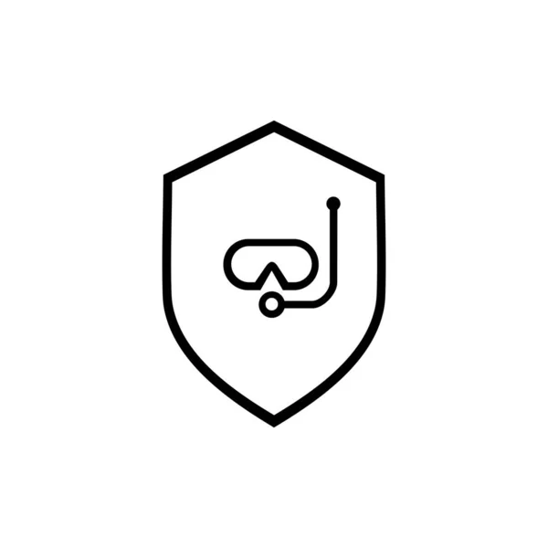 Máscara Mergulho Snorkel Isolado Sobre Fundo Branco Logotipo Para Botões — Vetor de Stock