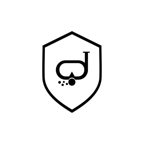 Μάσκα Κατάδυσης Και Αναπνευστήρα Απομονώνονται Λευκό Φόντο Λογότυπο Για Κουμπιά — Διανυσματικό Αρχείο