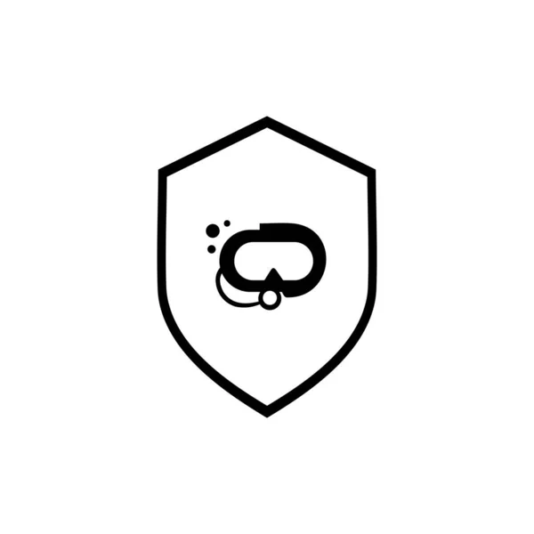 Máscara Mergulho Snorkel Isolado Sobre Fundo Branco Logotipo Para Botões — Vetor de Stock