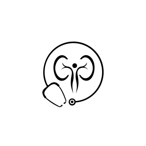 Логотип Ухода Почками Медицинская Концепция Рекламный Плакат Охране Здоровья Вектор — стоковый вектор