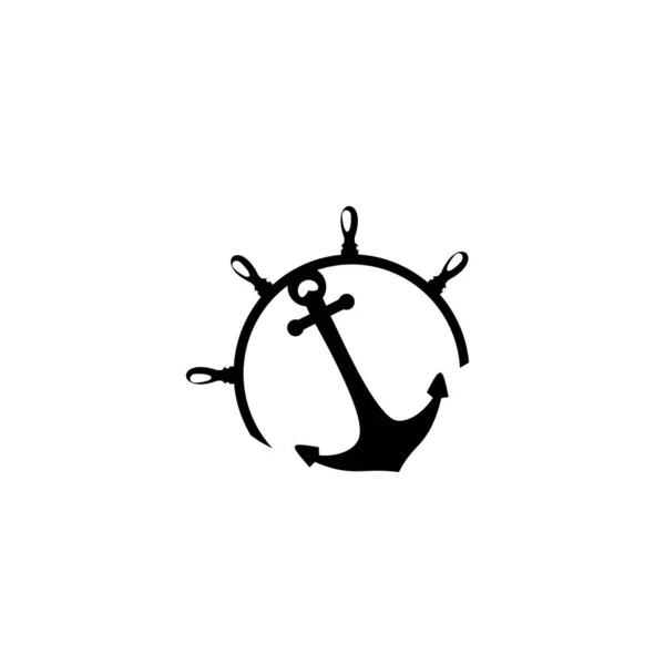 Логотип Морских Ретро Эмблем Якорем Корабельным Колесом Логотип Якоря Векторная — стоковый вектор