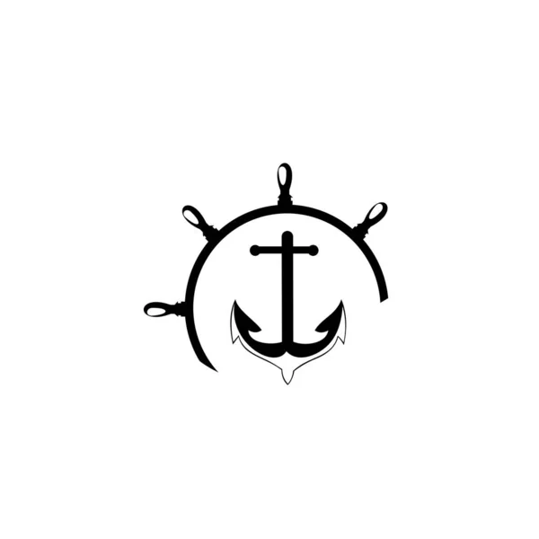 Námořní Retro Emblémy Logo Kotvou Lodním Kolem Kotvící Logo Vektorová — Stockový vektor