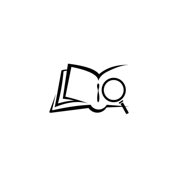 Buch Mit Vergrößerungsglas Symbol Bildungswissenskonzept Emblem Design Auf Weißem Hintergrund — Stockvektor