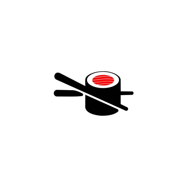 Суши Логотип Рыбной Пищи Японский Ресторан Палочки Суши Рулон Плоский — стоковый вектор