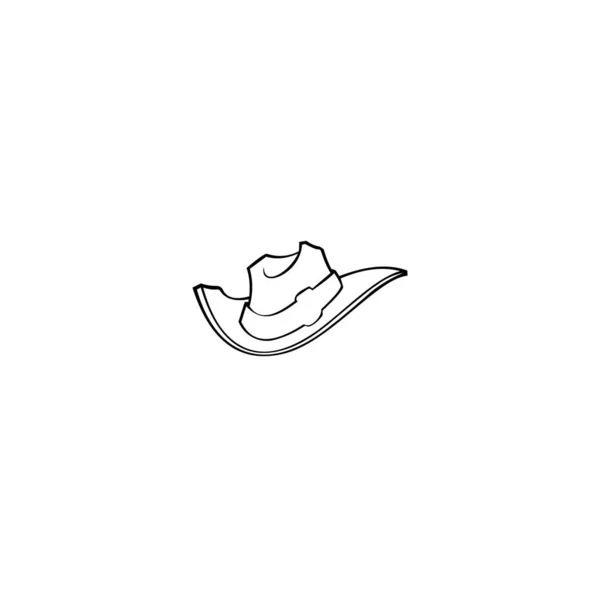 Cowboy Cappello Icona Cappello Retrò Emblema Disegno Sfondo Bianco — Vettoriale Stock